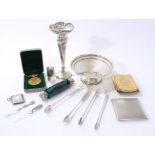 Selection of miscellaneous silver and a contemporary silver gilt medallion