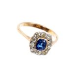 Sapphire and diamond cluster ring