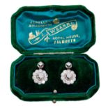 Pair of Edwardian-style diamond cluster pendant earrings