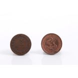 United States – two Civil War store card AE tokens