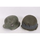 Film interest - Replica (plastic) Second World War American M1 helmet, with US Navy marking,