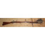 19th century East India Company Brown Bess - type percussion musket with Lion crest mark to lock