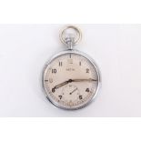 Second World War Period Recta Military pocket watch, with Arabic numeral dial, luminous painted