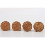 G.B. George V gold Half Sovereigns (x 4)