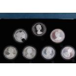 World – The Royal Mint Queen Mother 80th Birthday seven-coin Silver Proof commemorative Crown set