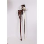 Edward VIII 1897 pattern Infantry Officers' sword with nickel plated guard, leather dress knot