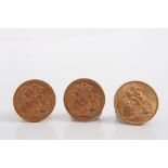 G.B. George V gold Sovereigns (x 3)