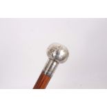 First World War Period Gentleman’s Malacca Walking Cane, with Silver mount and engraved