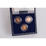 G.B. Royal Mint gold Half Sovereign Three Coin Proof Collection
