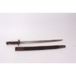 British 1907 pattern bayonet, in steel mounted leather scabbard