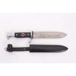 Nazi Hitler Youth knife / dagger with checkered plastic grip, set with enamel swastika badge,