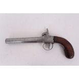 Very large 19th century percussion ‘man stopper’ overcoat pistol with box lock, 15 bore octagonal