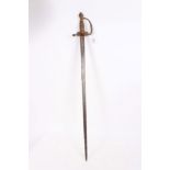 Georgian 1796 pattern infantry officers sword with gilt copper hilt and straight fullered blade