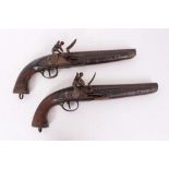 Pair of Georgian military Flintlock pistols