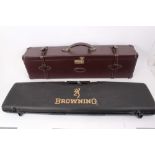 Good Quality Brown leather two gun case by Guardian and a Browning Rifle Case (2)