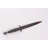 Second World War British FS fighting knife with ribbed alloy hilt and straight cross guard marked