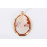 Carved shell cameo brooch/pendant