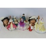 Six Royal Doulton figures to include Southern Belle HN2229, Ninette HN2379, This Little Pig HN1793,