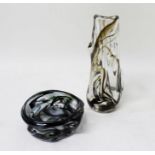 Whitefriars art glass knobbly streaky vase, 25cm high and a similar bowl (2)