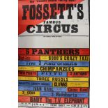Circus Posters: Two Fossett’s Circus line-up posters, both circa 1960s, both printed by Roscommon
