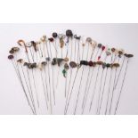 Collection Edwardian and later hatpins including paste set, ceramic, silver and bakelite ( approx