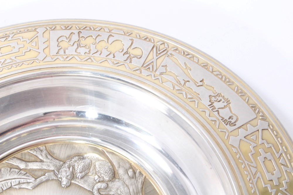 Contemporary South African parcel gilt silver dish - Image 3 of 6