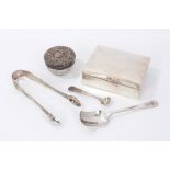 Selection of miscellaneous silver comprising pair Victorian silver Kings Pattern sugar tongs