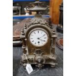 19th Century French Mantel clock in guilt metal case.