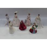 Seven Royal Worcester figures - Lady Violet, The Country Diary of an Edwardian Lady, A Dazzling