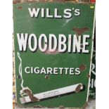 Rectangular enamel advertising sign 'Wills's Woodbine Cigarettes'