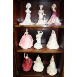 Nine Coalport figures - Lady Elizabeth, Helena, Katherine, Flamenco, Millennium Celebration, Sweet