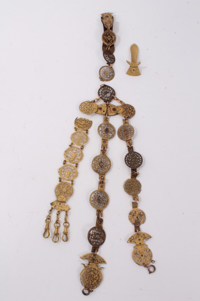 Group of jewellery to include an antique chatelaine, Victorian silver locket, silver watch chains, - Image 2 of 5