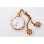 Gold (18ct) fob watch and gold fob chain