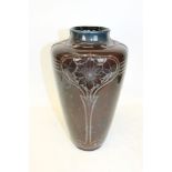 Edwardian Royal Worcester art nouveau Sabrina ware vase with mottled glazed tapered body, date code