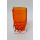 Whitefriars tangerine mobile phone vase, designed by Geoffrey Baxter