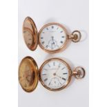 Two gold plated full hunter pocket watches