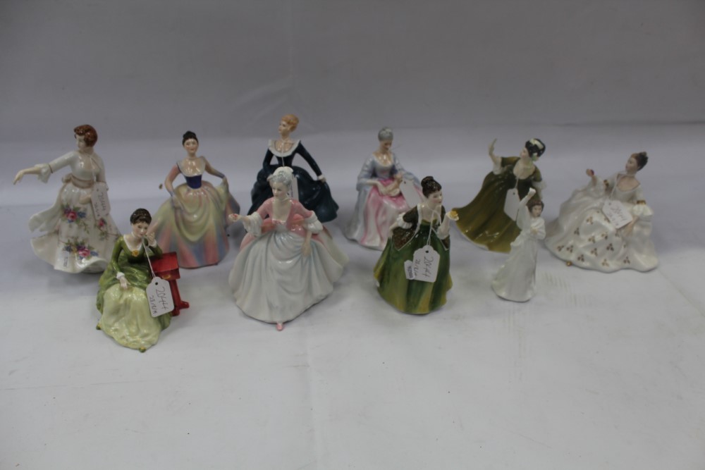 Nine Royal Doulton figures - Fragrance HN2334, My Love HN2339, Au Revoir HN3729, Carolyn HN2974,