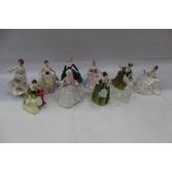 Nine Royal Doulton figures - Fragrance HN2334, My Love HN2339, Au Revoir HN3729, Carolyn HN2974,