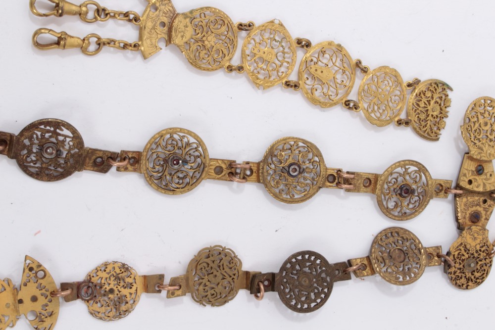Group of jewellery to include an antique chatelaine, Victorian silver locket, silver watch chains, - Image 3 of 5