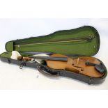 Antique German full size violin label inside ‘Copy of Antonio Stradivarius’, two piece back, length