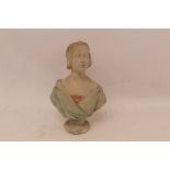 Good Quality ceramic bust of a Young Queen Victoria, impressed marks to reverse- Henry Weigal