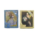 Two vintage silk covered chocolate boxes