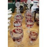 Hofbauer Red Byrdes crystal set- 2 decanters & 6 glasses