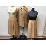 Ladies Burberrys' short jacket size 10, two Burberrys skirts. A wool camel 3/4 coat by Ormdale and