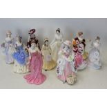 Ten Coalport figures - Her Royal Highness The Princess Margaret, Frances, Lillie Langtry, Mystique,