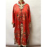 Chinese silk embroidered gown and hat