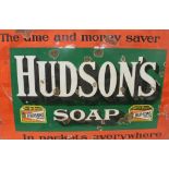 Rectangular enamel advertising sign 'Hudson's Soap'