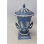Wedgwood Jasperware two handled urn with cover, boxed
