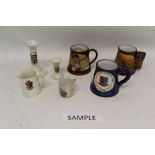 Four boxes of assorted Souvenir ware to include Goss and other Crested ware, ribbon plates and