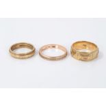 Three gold (18ct) rings